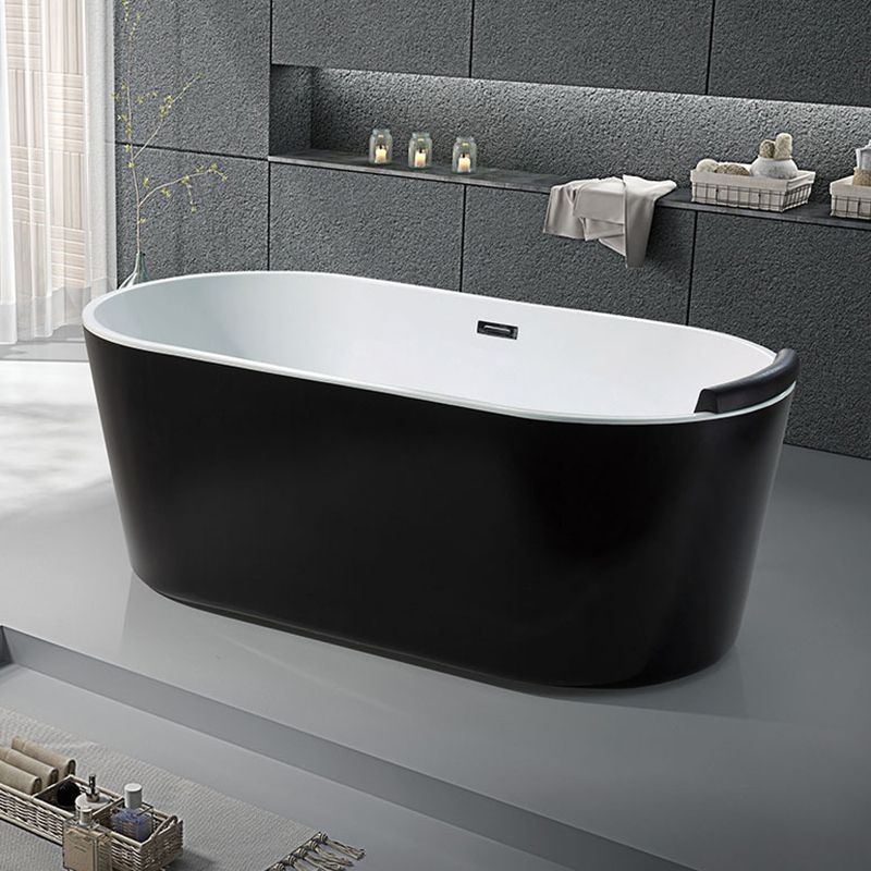 Modern Ellipse Acrylic Bathtub Back to Wall with Drain Bath Tub