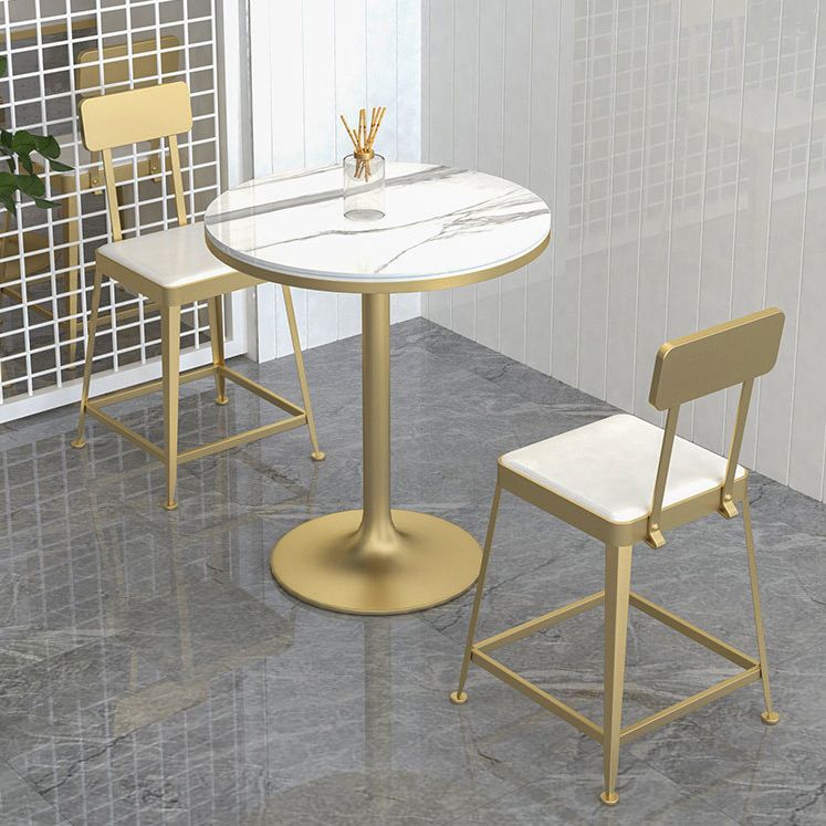 Glam Metal Stool Kitchen 4 Legs Counter Stool in Matte Finish