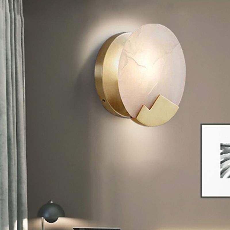 Éclairage mural à bougies traditionnels 1 lampe murale à tête 1 tête en or avec marbre rond