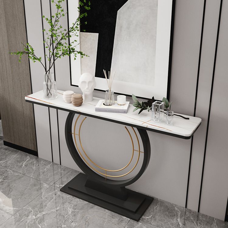Modern Rectangle Console Accent Table Antique Finish Console Sofa Table in Stone