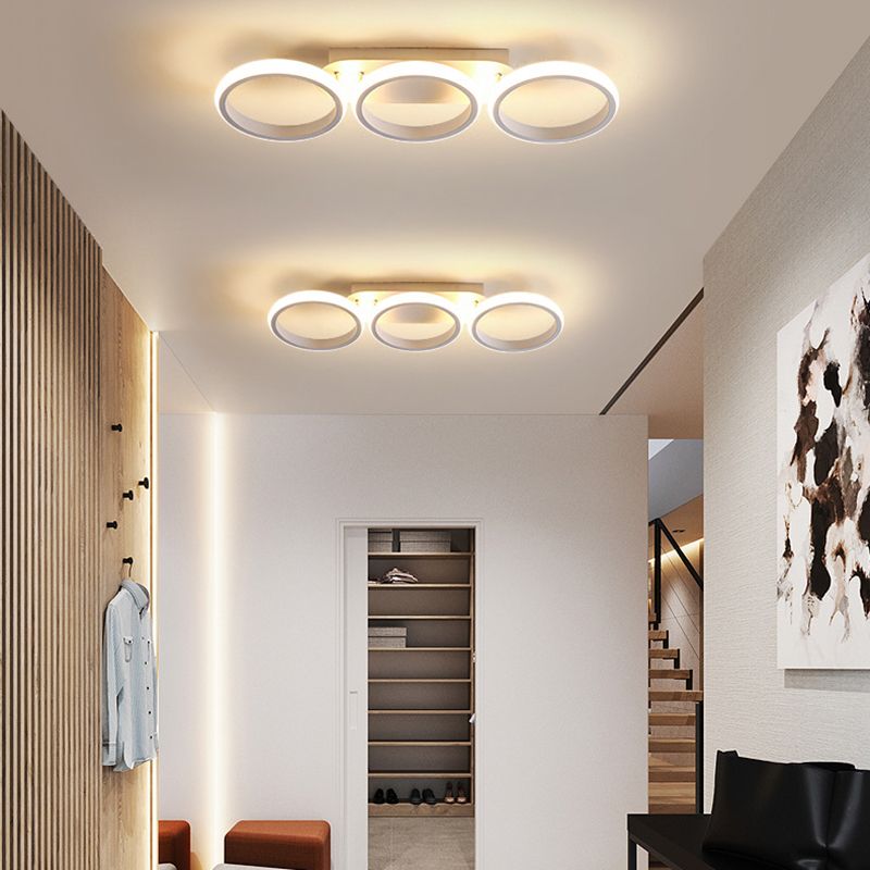 Multi Lights Modern Nordic Semi-Flush Mount Light Iron and Acrylic Shade LED Light for Kitchen