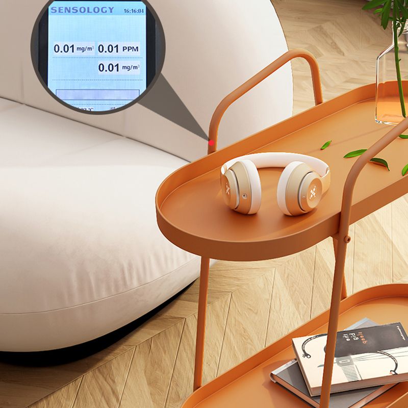 Mid-Century Metal End Side Table Oval 2-Tier Corner Table with Storage