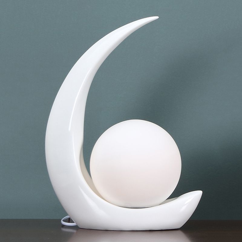 Lampada da tavolo ultramoderna Simplicity Moon Lampada da comodino in vetro bianco per camera da letto