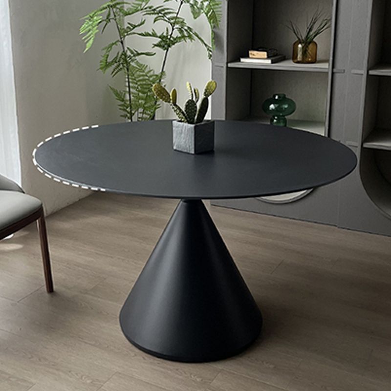 Contemporary Style Round Dining Table Steel Pedestal Base Table for Home