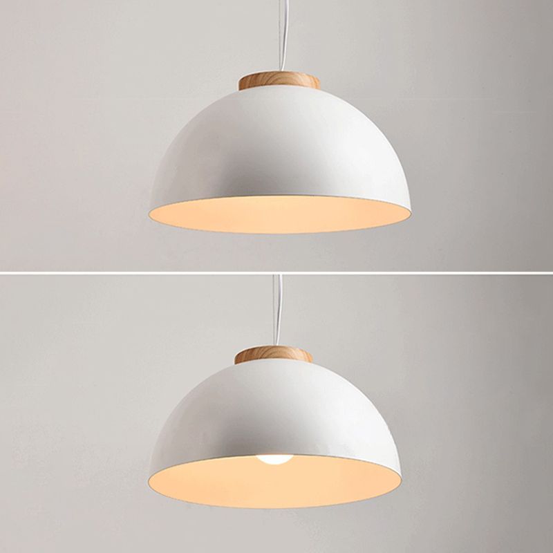 Koepelmetaal hanger verlichting Noordse 1-licht witte plafond ophanging lamp voor restaurant