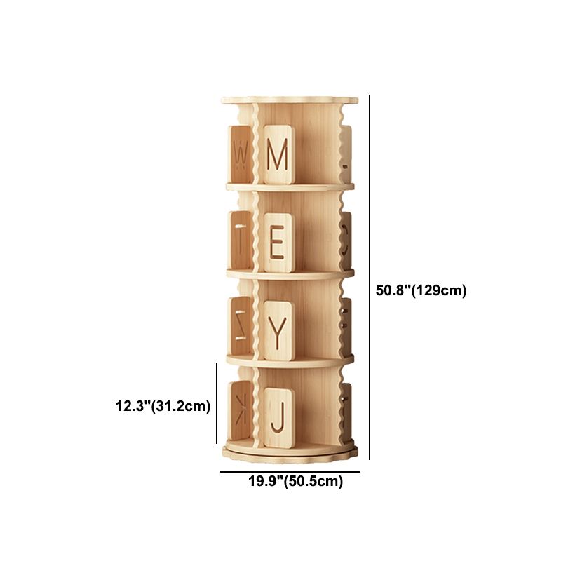 Contemporary Style Bookshelf Natural Solid Wood Bookcase for Home Office