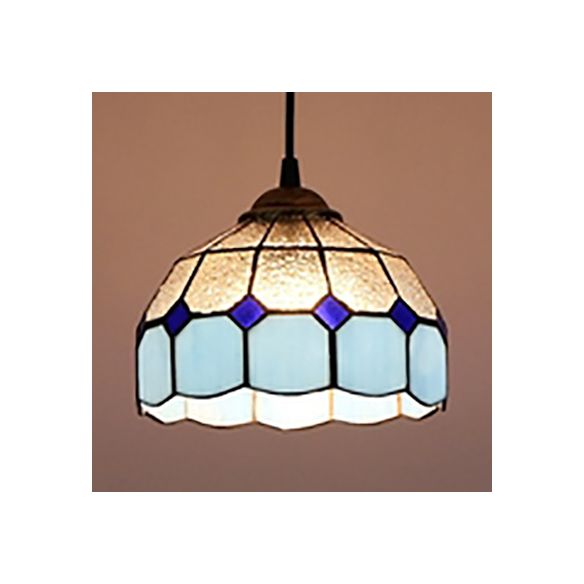 Hemisphere Pendelleuchte 1 Glühbirne Rosa/Blau/Orange Glasmalerei Tiffany-Deckenhängung Lampe