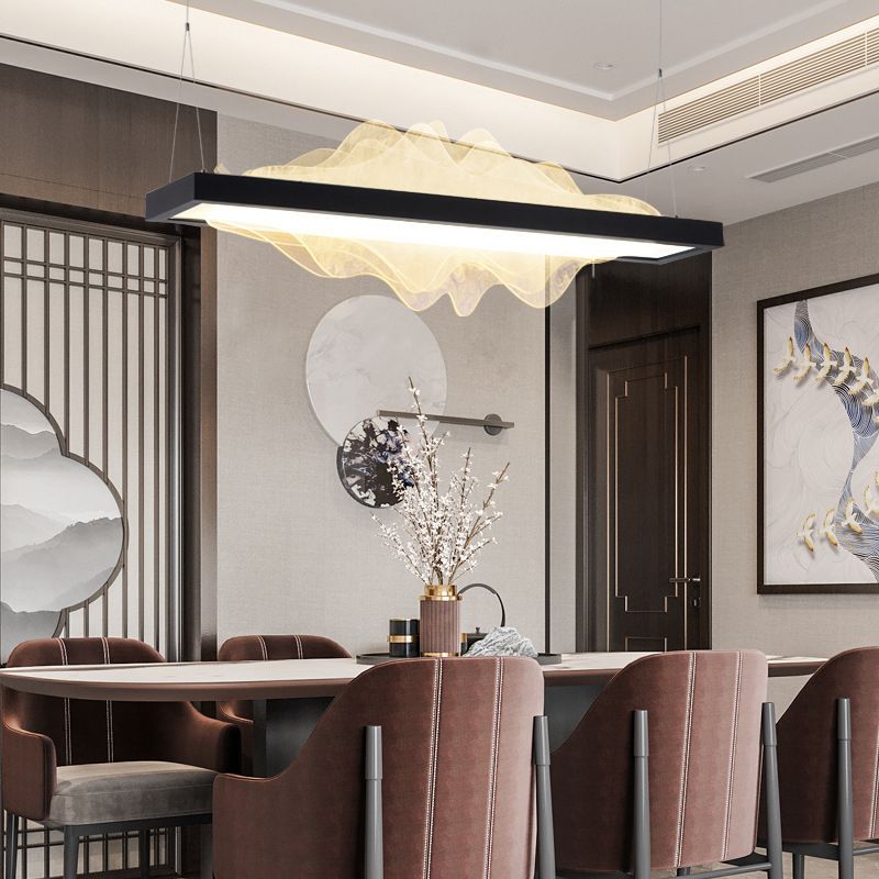 Modern Metal Chandelier Lamp Linear 1-light LED Island Pendant for Dining Room