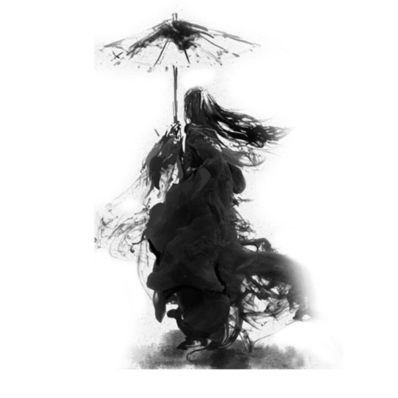 Black Modern Mural Wallpaper Huge Swordsman Portrait Wall Covering for Guest Room