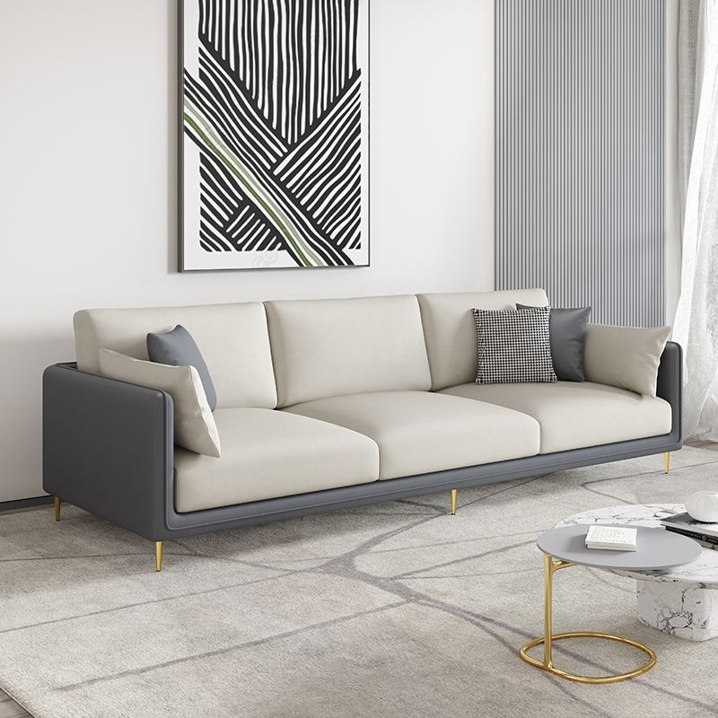 Faux Leather 3-seater Living Room Standard Cushions Glam Sofa