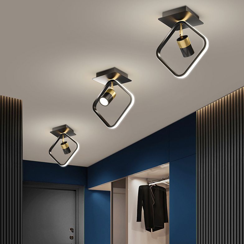 Luz de montaje de montaje creativo de montaje anillado iluminación de la pista de la cafetería negra luz de la sala de luz luz