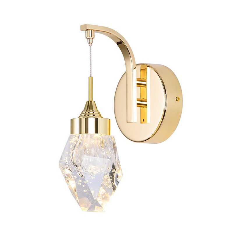 Geometric Living Room Sconce Light Vintage Bubble Crystal LED Gold Wall Lighting Fixture for Bedroom