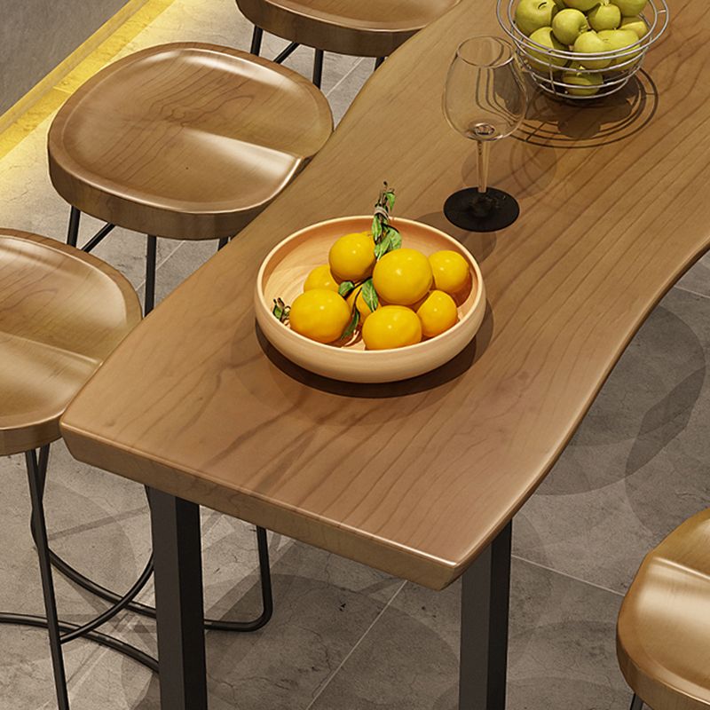 Industrial Bar Height Table Solid Wood Top Bistro Bar Table with Sled Base