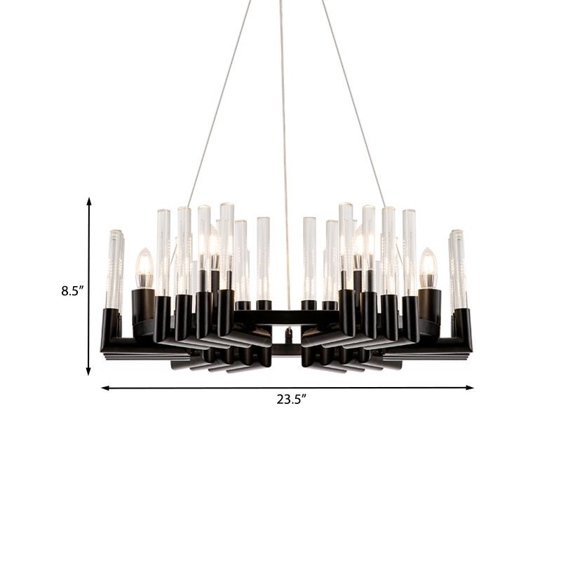 Duidelijke Crystal Candelabra plafond kroonluchter minimale 6 lichten zwarte afwerking hangende lampkit voor eetkamer