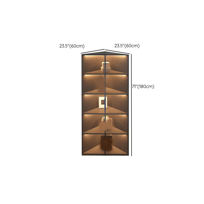 Corner Glass Paned Wood No Distressing Contemporary Accent Cabinet