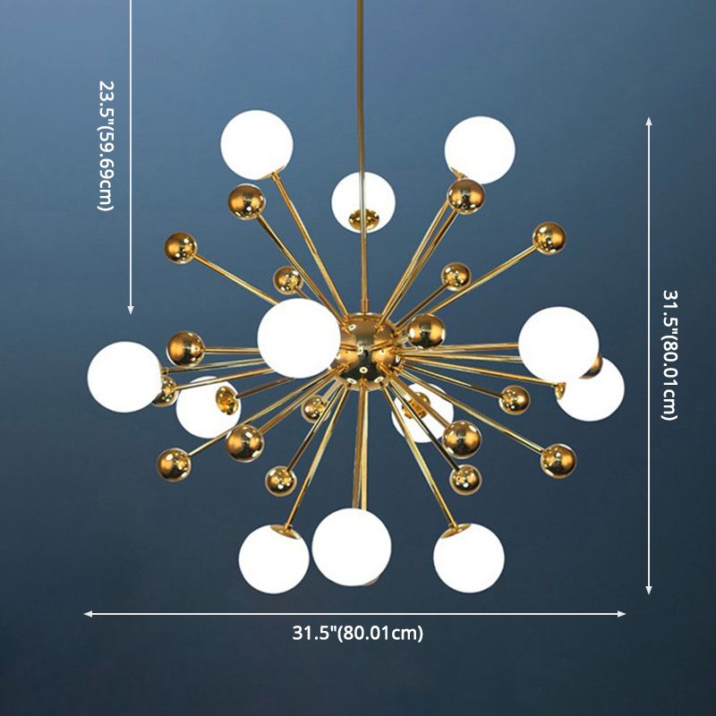 Lampadario in metallo in metallo a forma di buio in oro elettroplato Post-moderna Glassa di vetro appeso per sala da pranzo camera da letto