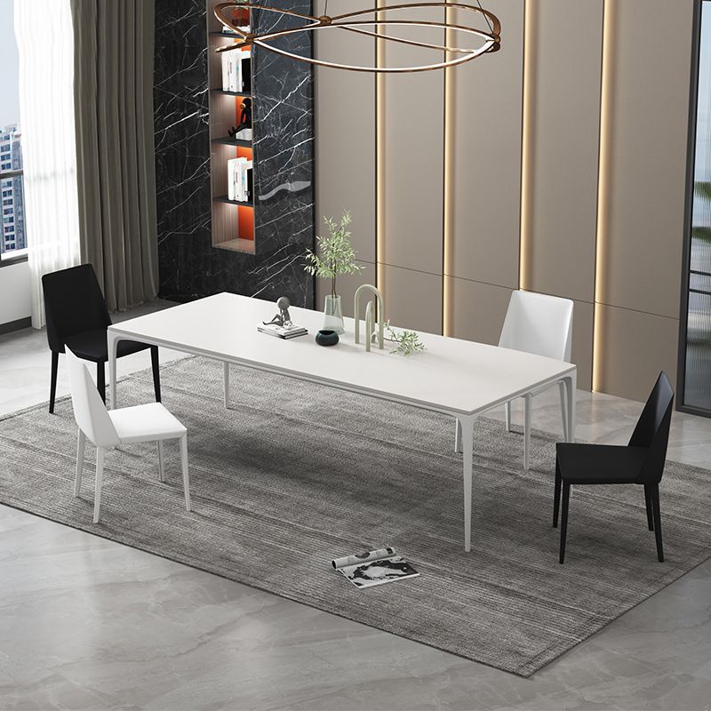 Contemporary Sintered Stone Dining Table Rectangle Table with Metal Legs for Home Use