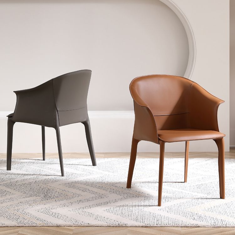 Silla de comedor de metal moderno, silla de comedor de cuero para uso en restaurantes