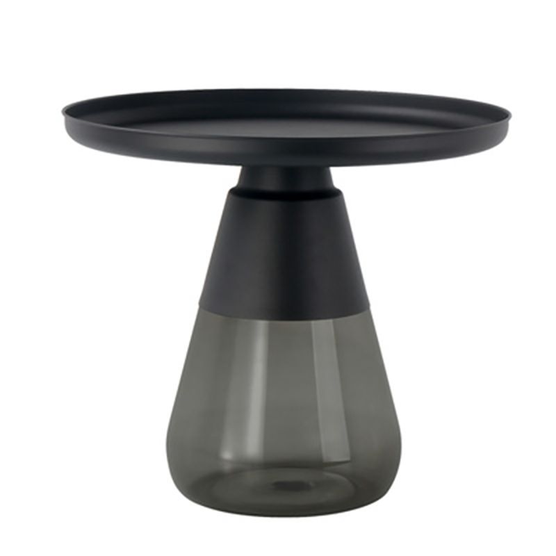 16.5"/20.4" Tall Glass Pedestal Metal Round Tray Top Coffee Table