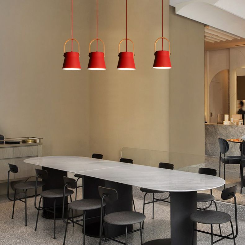 Lámpara colgante de acabado rojo de metal geométrico 1 cabeza vintage colgante luz de techo para restaurante