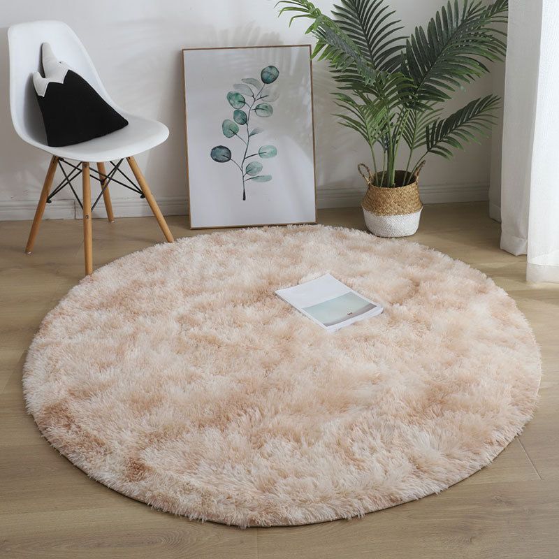 Round Plain Shag Rug Polyester Simplicity Carpet Pet Friendly Indoor Carpet for Home Decoration