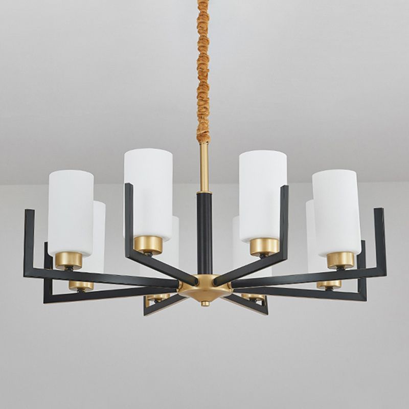 Modern Cylinder Chandelier Glass Multi Light Hanging Light for Bedroom