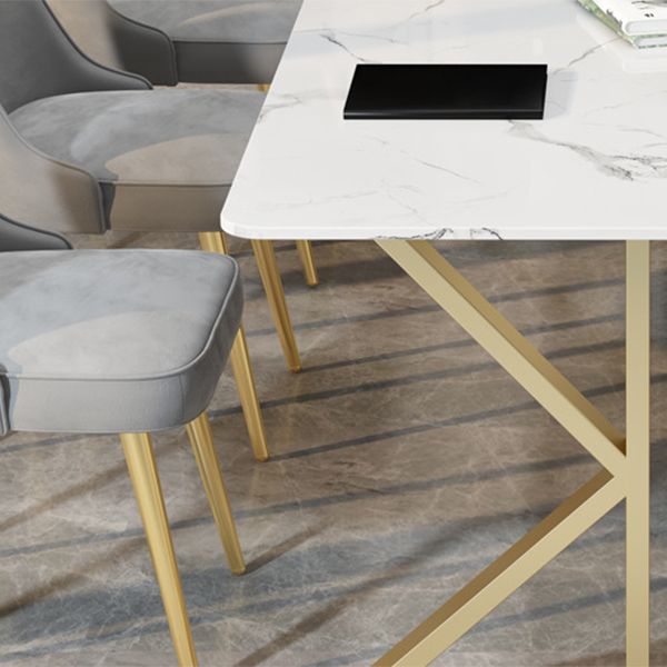 Metal Modern Style Dining Table Sintered Stone Top Table for Dining Room