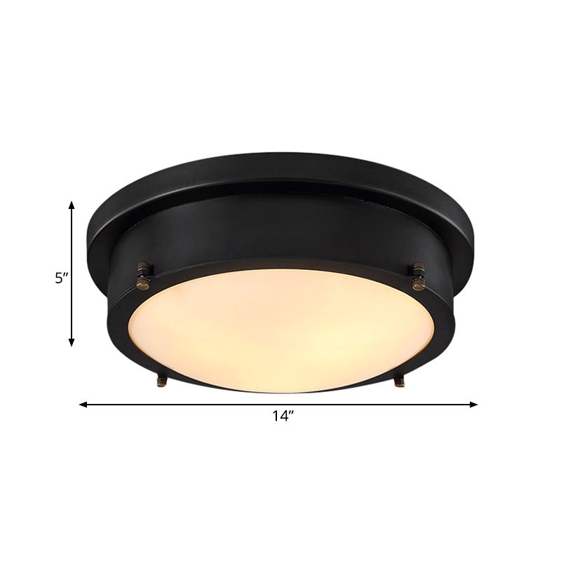 10"/14" W ijzerzwart plafondgemonteerd licht cirkel LED traditionele inbouwlamp voor gang, warm/wit/3 kleuren licht