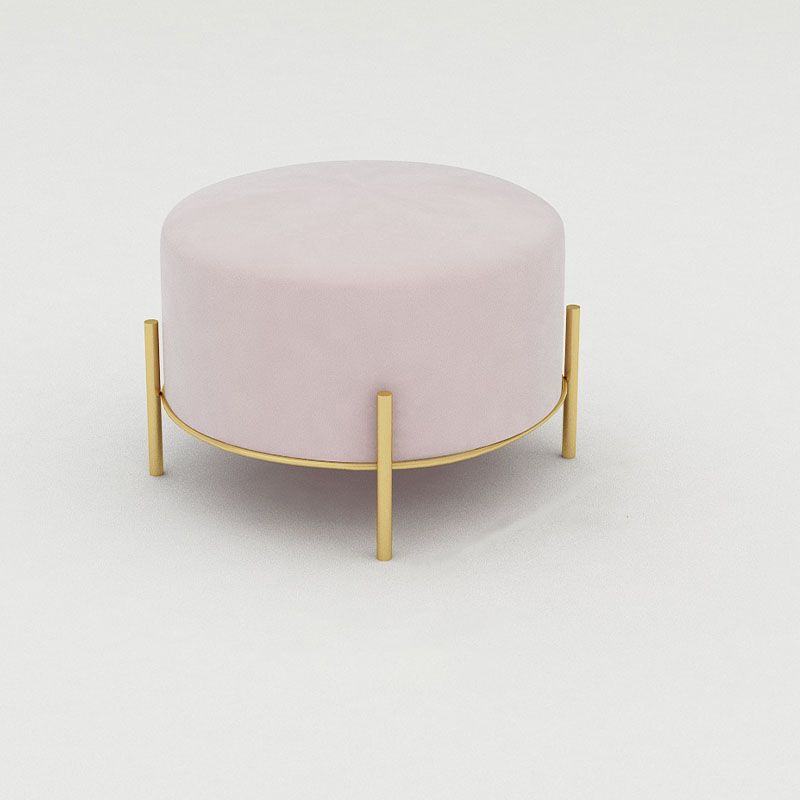 Solid Color Round Ottoman Mildew Resistant Velvet Upholstered Ottoman