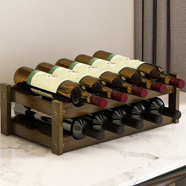 Mid-Century Modern Wine Rack Bottle Tabletop Bamboo Bottle Holder