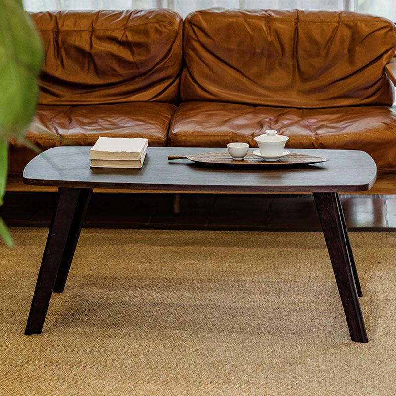 Wooden 4 Legs Cocktail Table Modern Rectangular Coffee Table for Living Room