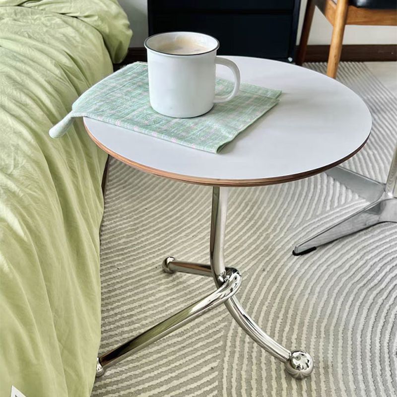 Modern Steel 3 Legs End Table Dia 11" Wood Top Bedside Table