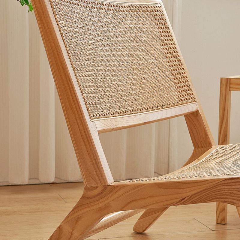 Solid Wood Armless Chair Woven Back Lounge Chair for Living Room