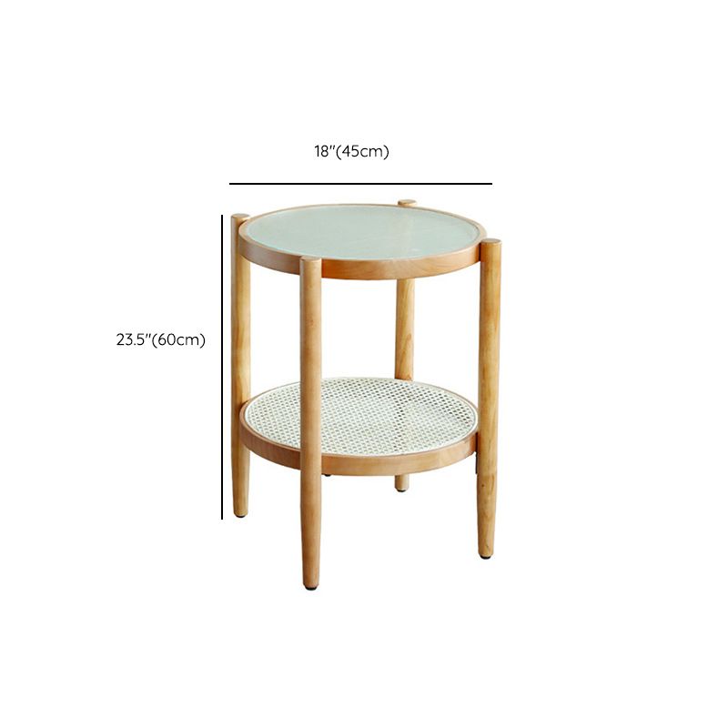 Tropical Round Cocktail Table Storage Solid Wood Coffee Cocktail Table