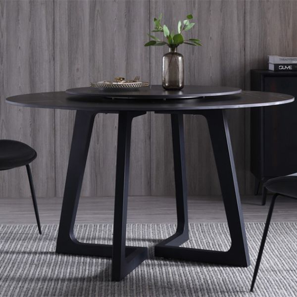 Metal and Stone Table Glam Style Simple Home Black Round Dining Table