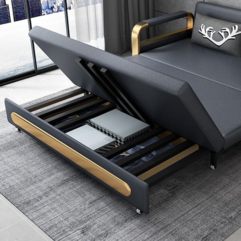 Glam Bonded Leather Futon Frame Cushion Back Square Arms Sleeper