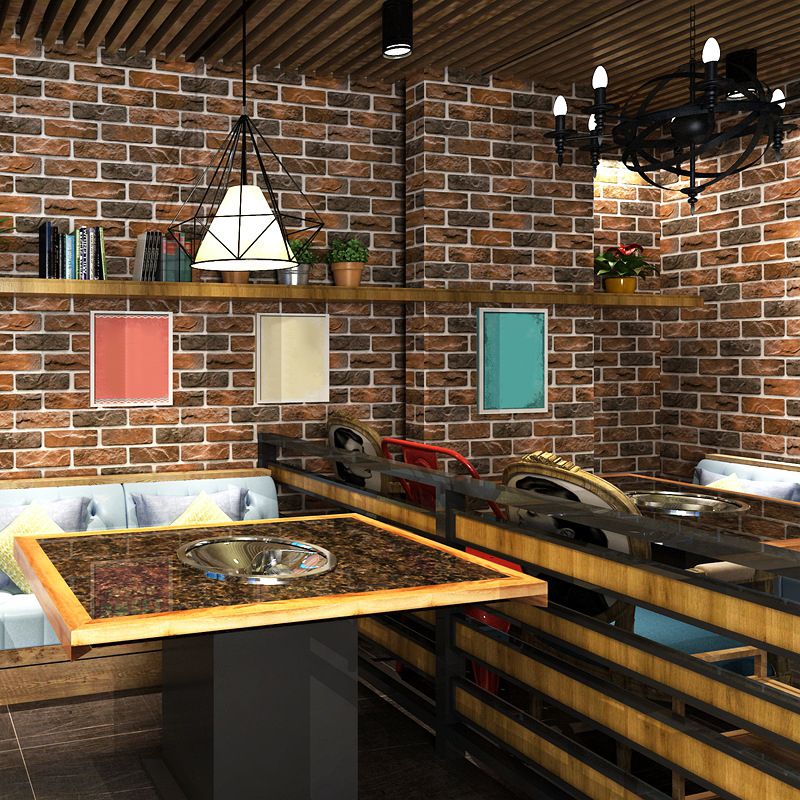 For Barber Shop Wallpaper with Dark Color Brick, 20.5 in x 33 ft, Non-Pasted