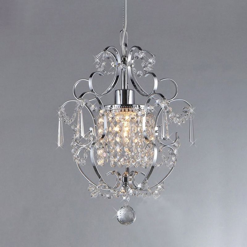 Sfere di cristallo Black/Chrome Swag Light Scrolls 1 lampadina a soffitto contemporanea per sala da pranzo