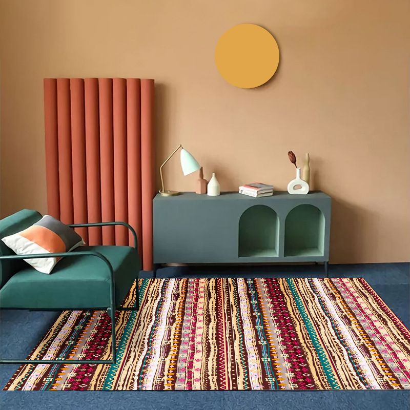 Orange Modern Rug Polyester Graphic Indoor Rug Non-Slip Backing Rug for Home Decor