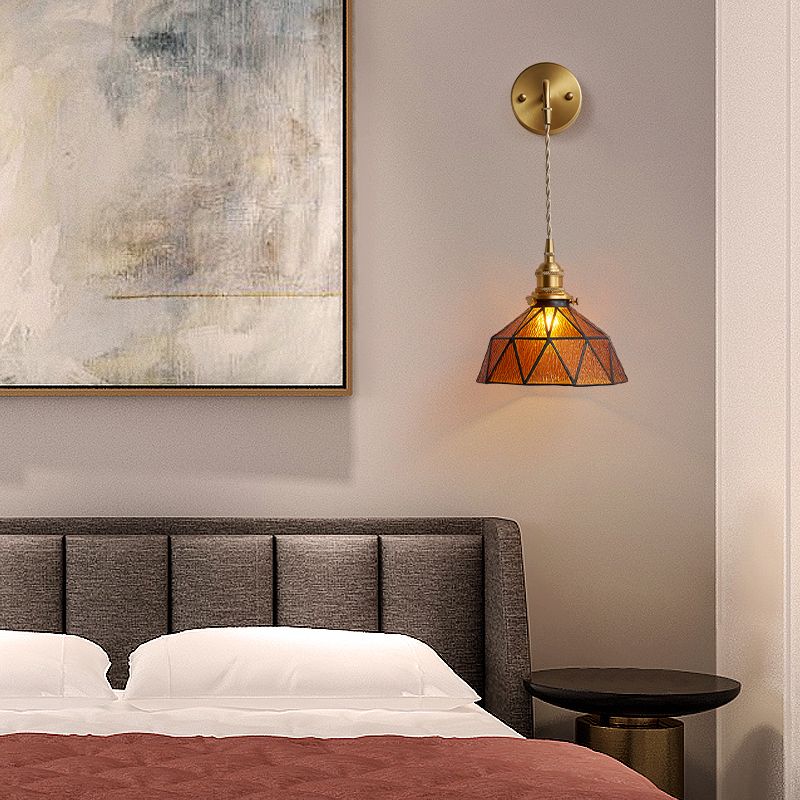 Drum Shape Glass Vanity Sconce Light Modern Style 1-Light Vanity Mirror Lights