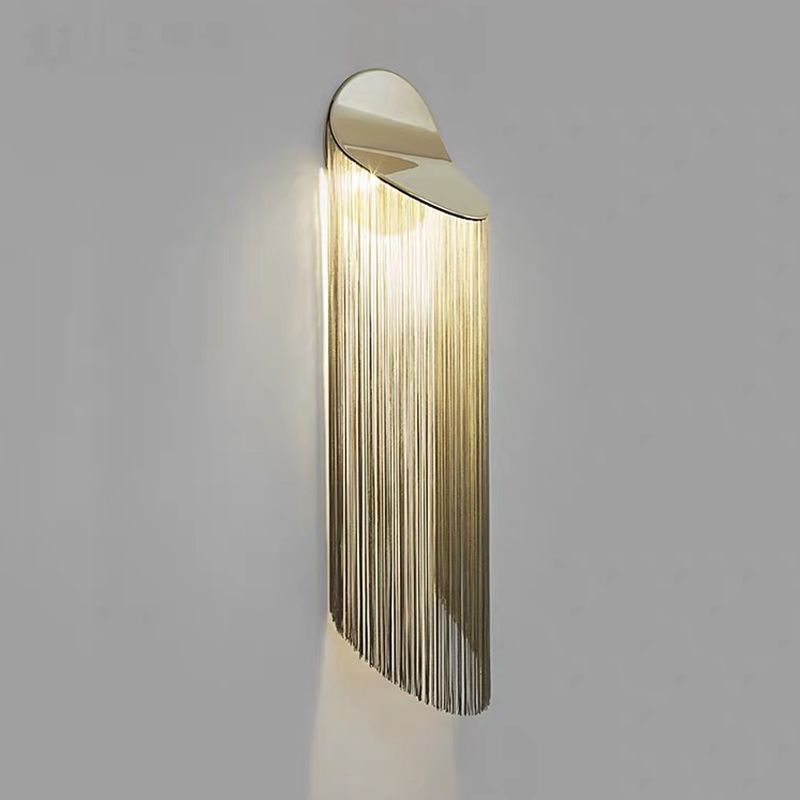 Hanging Chains Wall Light Fixture Nordic Aluminum 2 Heads Gold Wall Mounted Lamp for Bedroom