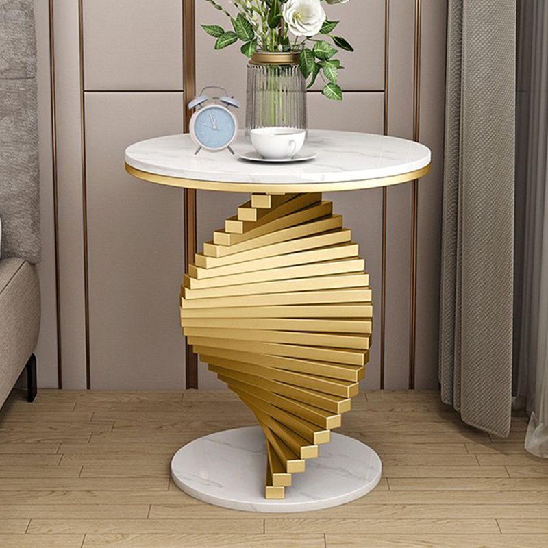 Contemporary Round Metal Coffee Table Modern Cocktail Table for Living Room