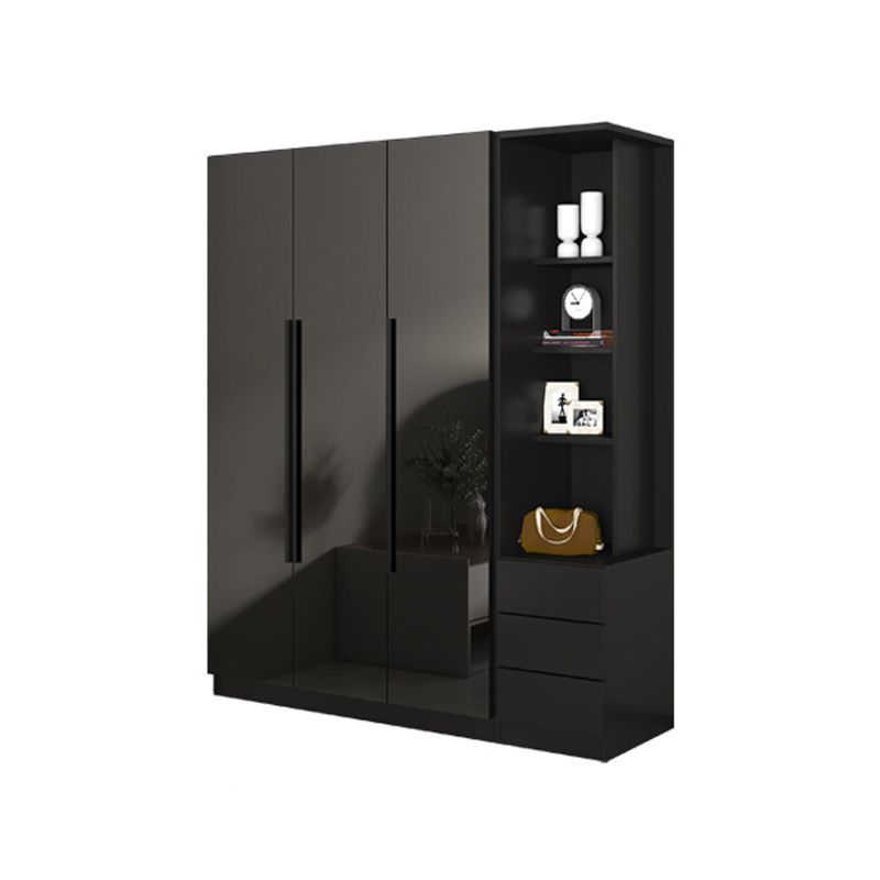 Modern Style Glass Wardrobe Black Colour Wardrobe Closet for Bedroom