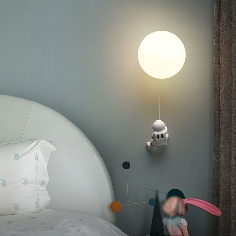 Modern Style Wall Mount Light 1-Light LED Wall Sconce Light with Glass Shade for Bedside