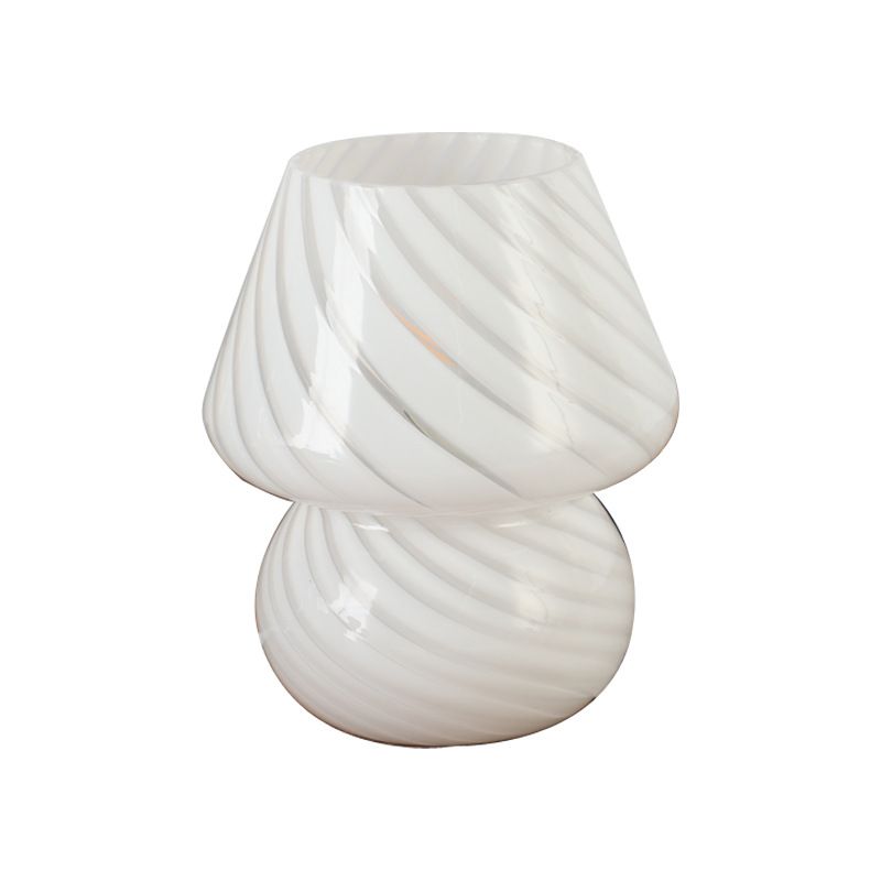 Lámparas de mesa nocturna de champiñones Modernas luces de 1 luces con sombra de vidrio para sala de estar