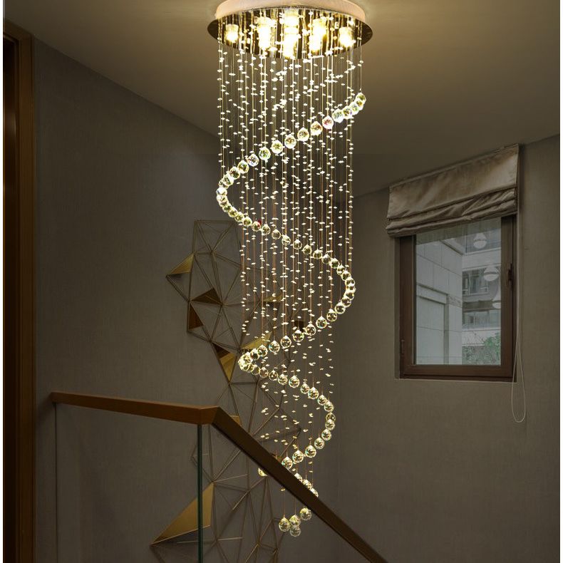 Droplet Hanging Light Fixtures Modern Simplicity Stainless Steel Ceiling Pendant for Stairwell