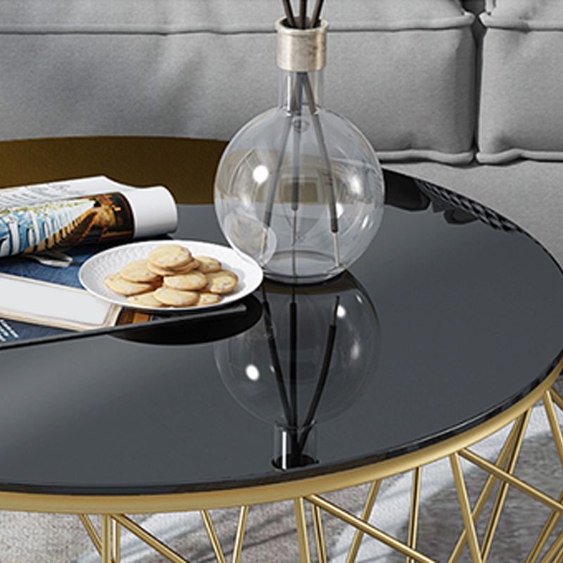 Frame Modern Simple Cocktail Table Round Glass Top Coffee Table - 17.72" H