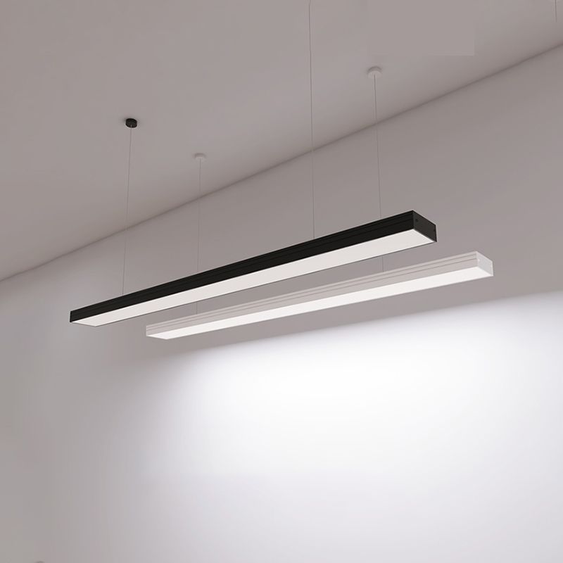 Lámpara de iluminación de la isla de aluminio negro lámpara colgante moderna de 1 luces con sombra de plástico