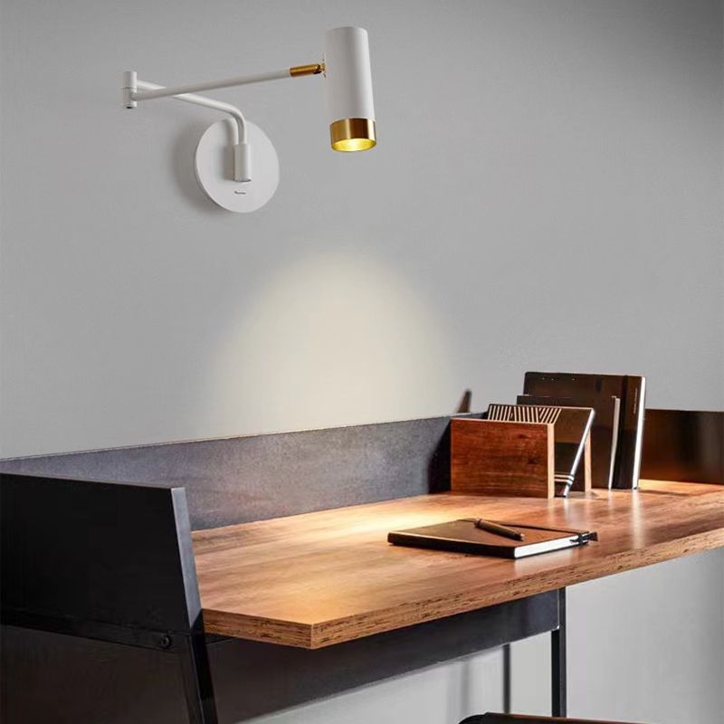 Modern Circle Shape Wall Sconce Reading Wall Light with Metal Shade for Bedroom