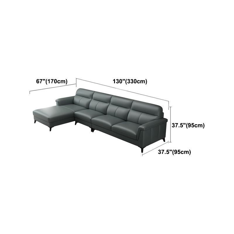 Contemporary Green Stain-Resistant Genuine Leather for Living Room Sofa